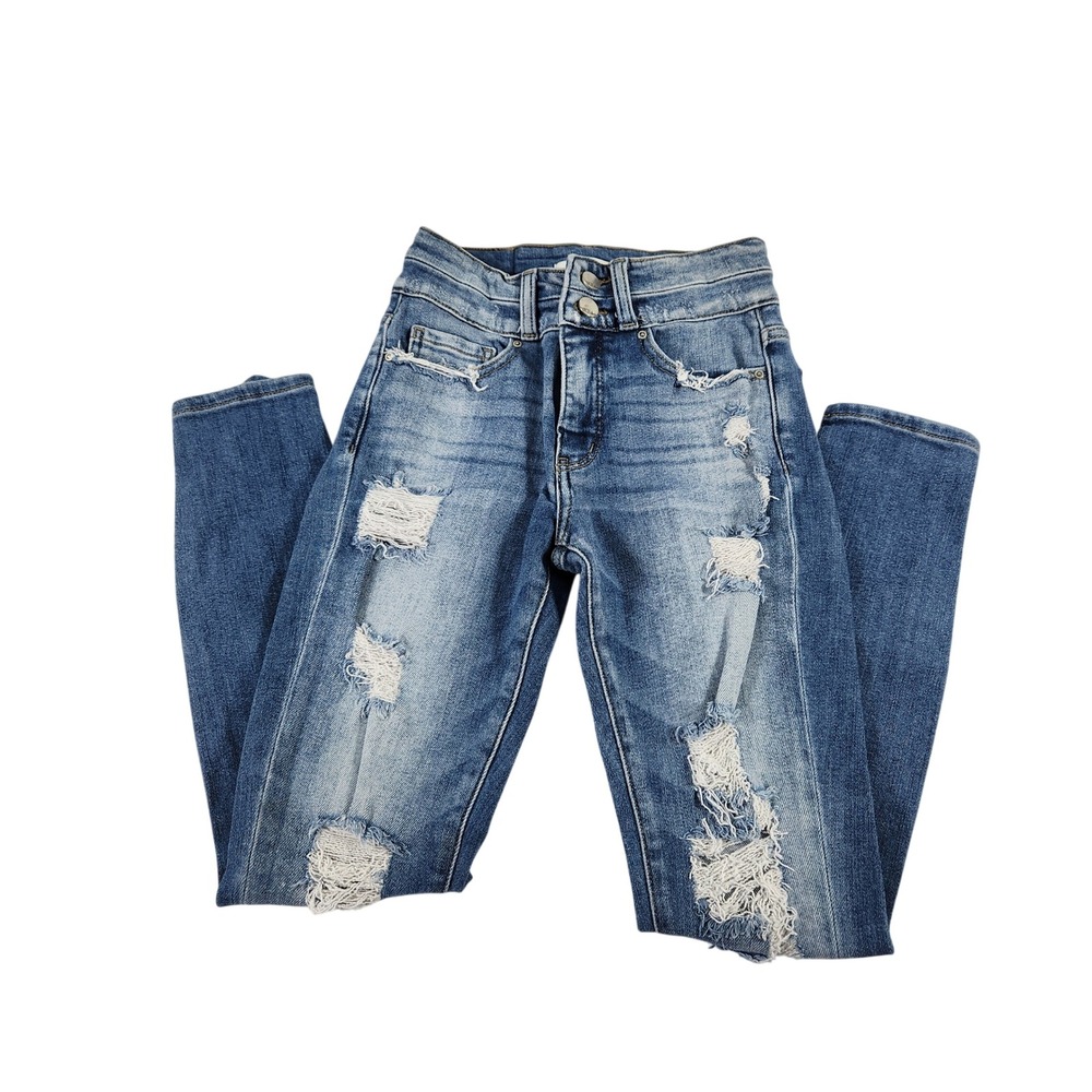 BKE Parker High Rise‎ Ankle Tall Distressed Skinny Jeans Blue Womens 24
